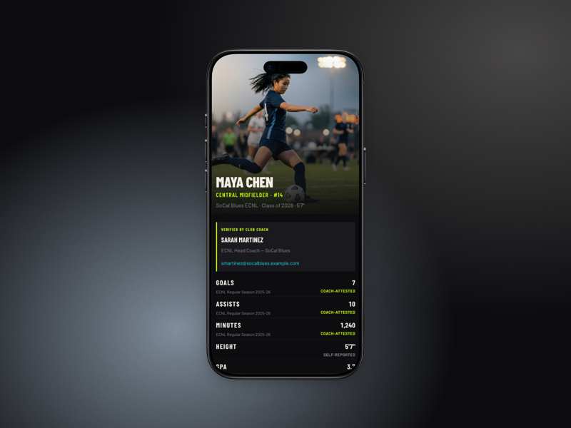 Brava athlete profile displayed on an iPhone
